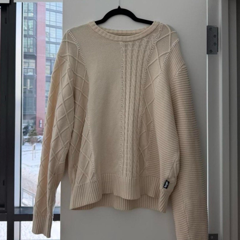 Stussy Cream Cable Knit Sweater